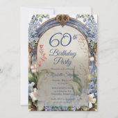 Elegante barokke bloemenboog 60e verjaardagsfeest kaart (Voorkant)