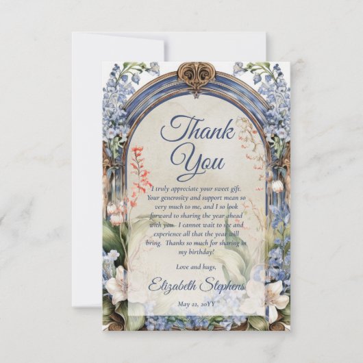 Elegante barokke bloemenboog Dank u Bedankkaart (Voorkant)