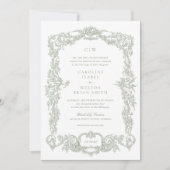 Elegante  Barokke Bloemensalie Lijst bruiloft Kaart (Voorkant)