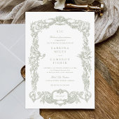 Elegante Barokke Bloemensalie Lijst bruiloft Kaart