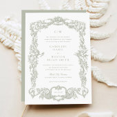 Elegante  Barokke Bloemensalie Lijst bruiloft Kaart