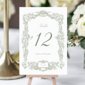 Elegante barokke bloementuin Lijst Sage Green Kaart