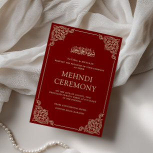 Elegante Barokke Bourgondië Rode Henna Mehndi Cere Kaart