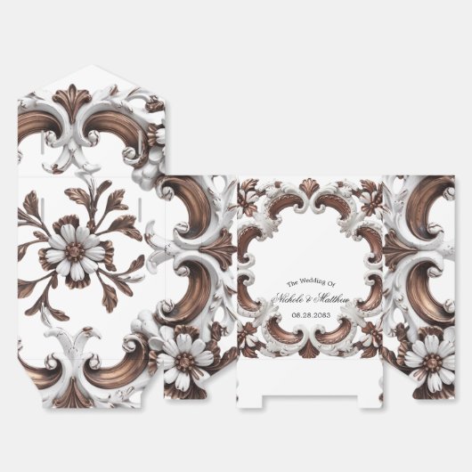 Elegante barokke bruiloft bedankdoosjes (Ongevouwen)