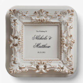 Elegante barokke bruiloft in crème papieren bordje