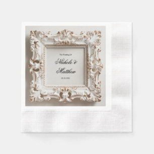 Elegante barokke bruiloft in crème servet