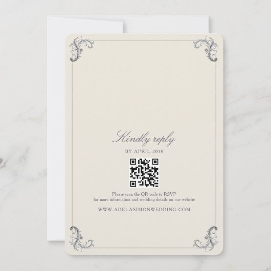 Elegante barokke bruiloft kaart (Achterkant)