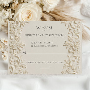 Elegante barokke bruiloft RSVP-kaart RSVP Kaartje