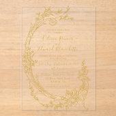 Elegante barokke Chinoiserie gouden bruiloft Acryl Uitnodigingen (Voorkant)