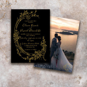 Elegante barokke Chinoiserie  gouden bruiloft Kaart