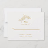 Elegante barokke Chinoiserie gouden bruiloft RSVP Kaartje (Voorkant)