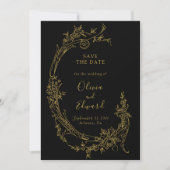Elegante barokke Chinoiserie gouden bruiloft Save The Date (Voorkant)