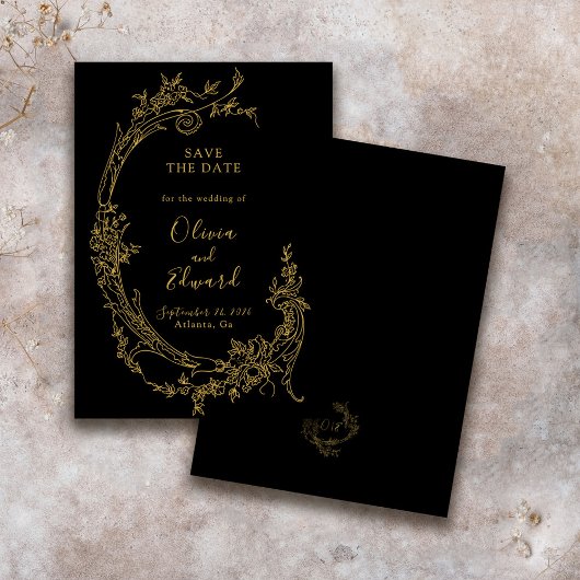 Elegante barokke Chinoiserie gouden bruiloft Save The Date
