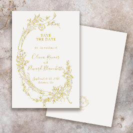 Elegante barokke Chinoiserie  gouden bruiloft Save The Date