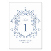 Elegante Barokke Crest Blue Wedding Kaart (Achterkant)