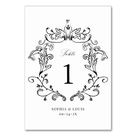 Elegante barokke Crest bruiloft Kaart (Voorkant)