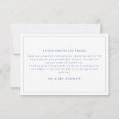 Elegante Barokke Crest Monogram Blauw Huwelijk Bedankkaart (Achterkant)