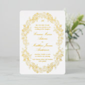 Elegante Barokke Crest Monogram Witte Rug Huwelijk Folie Uitnodiging (Staand Voorkant)