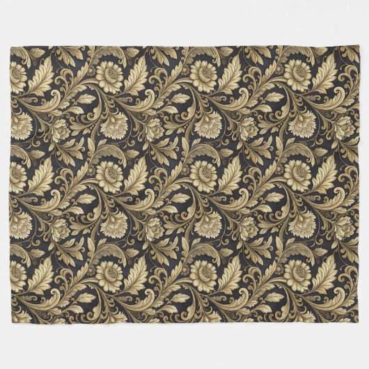 Elegante barokke deken in gouden en zwarte tinten (Voorkant (Horizontaal))