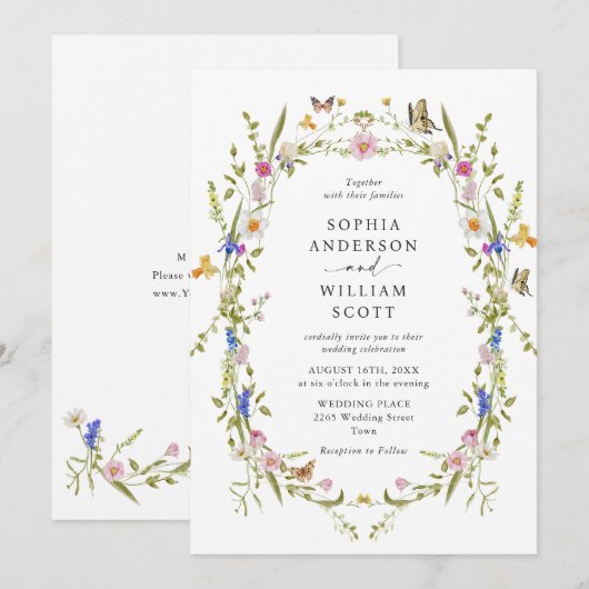 Elegante barokke Franse tuin bloemenbruiloft Kaart (Voorkant / Achterkant)