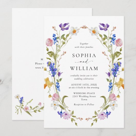 Elegante barokke Franse tuin bloemenbruiloft Kaart (Voorkant / Achterkant)