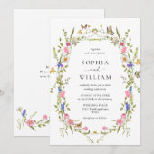 Elegante barokke Franse tuin bloemenbruiloft Kaart (Voorkant / Achterkant)