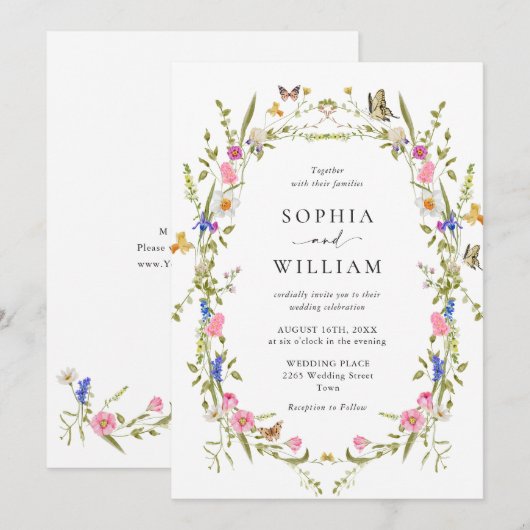 Elegante barokke Franse tuin bloemenbruiloft Kaart (Voorkant / Achterkant)