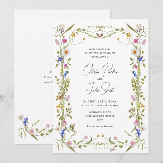 Elegante barokke Franse tuin bloemenbruiloft Kaart (Voorkant / Achterkant)