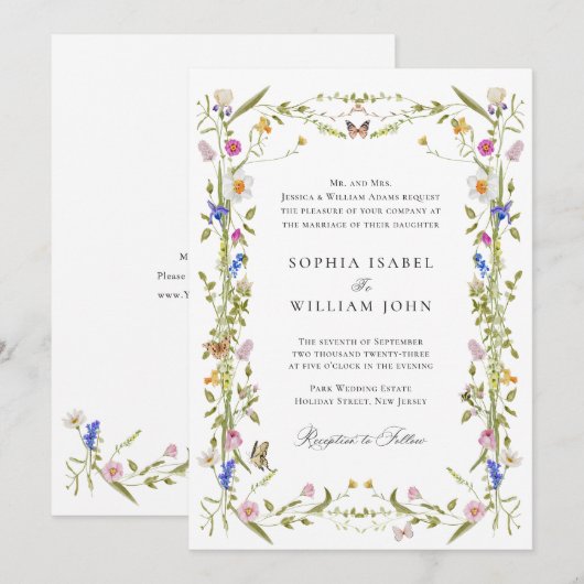 Elegante barokke Franse tuin bloemenbruiloft Kaart (Voorkant / Achterkant)