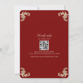 Elegante barokke gouden en Bourgondische bruiloft Kaart (Achterkant)