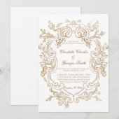 Elegante barokke gouden  Lijst bruiloft Kaart (Voorkant / Achterkant)