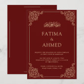 Elegante  barokke gouden Lijst islamitische bruilo Kaart (Voorkant / Achterkant)