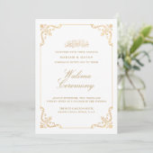 Elegante Barokke Gouden Lijst Script Walima Ceremo Kaart (Staand voorkant)
