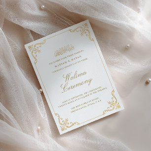 Elegante Barokke Gouden Lijst Script Walima Ceremo Kaart