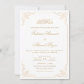 Elegante barokke gouden script islamitische bruil kaart (Voorkant)