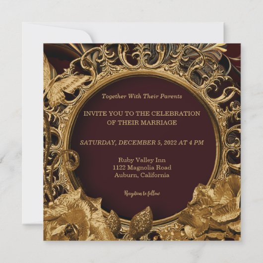 Elegante barokke huwelijksuitnodiging kaart (Achterkant)