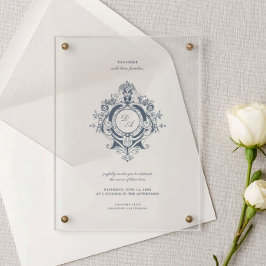 Elegante Barokke Kam Wedding Acryl Uitnodiging