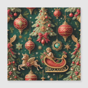Elegante barokke kerst magnetische Kaart