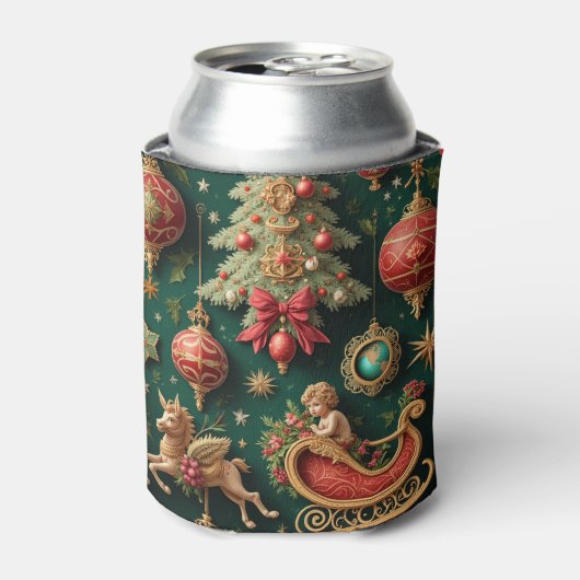 Elegante barokke kerstschuim Koelbox Blikjeskoeler (Blikje Voorkant)