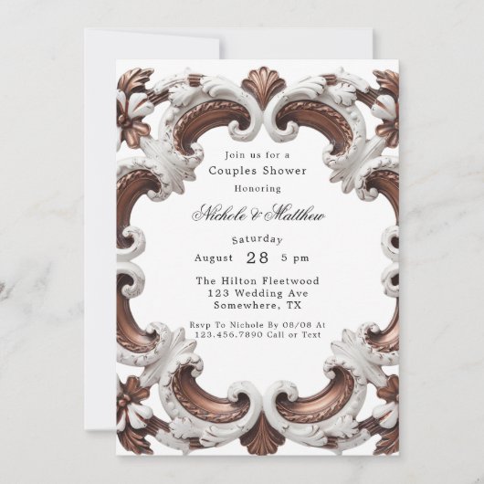 Elegante barokke koppels douche kaart (Voorkant)