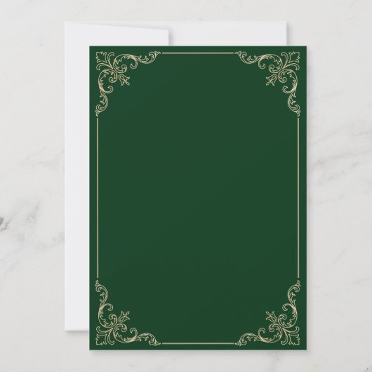 Elegante barokke lijst goud groene moslim bruiloft kaart (Achterkant)