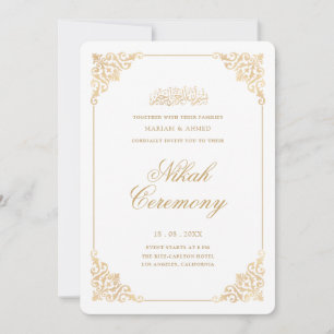 Elegante Barokke Lijst Gouden Schrift Nikah Ceremo Kaart