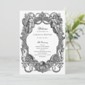 Elegante barokke Lijst Toile bruiloft Programmakaart (Staand voorkant)