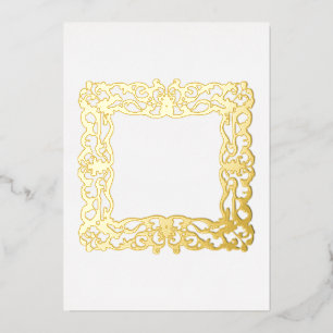 Elegante Barokke Lis Goud Blanco Folie Uitnodiging