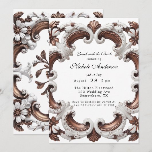 Elegante barokke lunch met de bruid kaart (Voorkant / Achterkant)