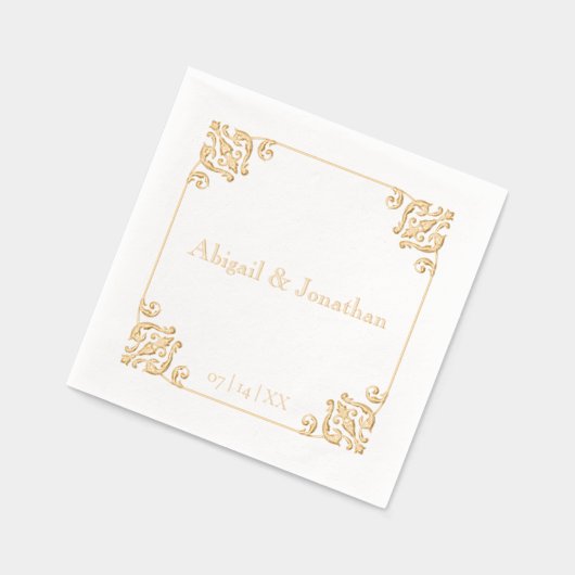 Elegante barokke luxe  vergulde bruiloft folie servetten (Links)