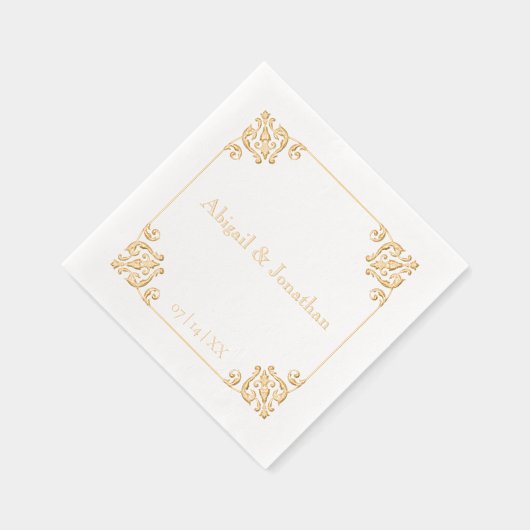 Elegante barokke luxe  vergulde bruiloft folie servetten (Rechts)