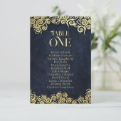 Elegante barokke marine en gouden stijlvolle chiqu kaart (Staand voorkant)