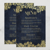 Elegante barokke marine en gouden stijlvolle chiqu menu (Voorkant / Achterkant)