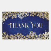 Elegante Barokke Navy En Gouden Klasse Bruiloft  Rechthoekige Sticker (Voorkant)